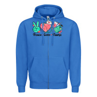 True Royal peace love nurse Zipper Hoodie - texasbilliewilder