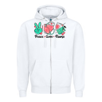 White peace love nurse Zipper Hoodie - texasbilliewilder