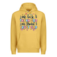 Antique Gold look back and thank god look forward and trust god Premium Hoodie - MaliasSmallBusiness