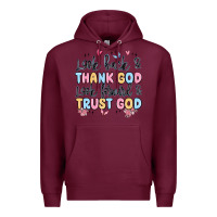 Burgundy look back and thank god look forward and trust god Premium Hoodie - MaliasSmallBusiness