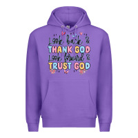 Purple look back and thank god look forward and trust god Premium Hoodie - MaliasSmallBusiness