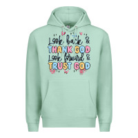 Seafoam look back and thank god look forward and trust god Premium Hoodie - MaliasSmallBusiness
