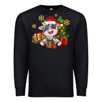 Black little cute christmas cow Premium Sweatshirt - AdoDesignShop