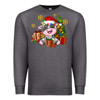 Charcoal Heather little cute christmas cow Premium Sweatshirt - AdoDesignShop