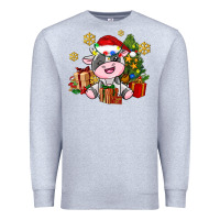 Heather Grey little cute christmas cow Premium Sweatshirt - AdoDesignShop