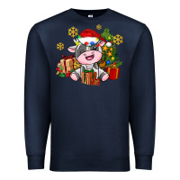 Navy little cute christmas cow Premium Sweatshirt - AdoDesignShop