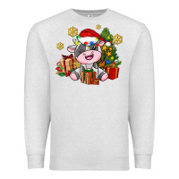 Oatmeal Heather little cute christmas cow Premium Sweatshirt - AdoDesignShop