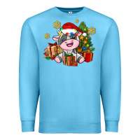 Ocean Blue little cute christmas cow Premium Sweatshirt - AdoDesignShop
