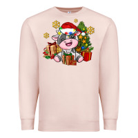Pale Pink little cute christmas cow Premium Sweatshirt - AdoDesignShop
