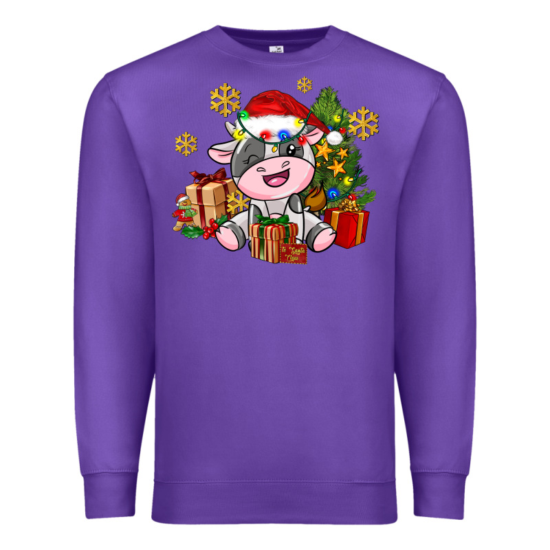 Little Cute Christmas Cow Premium Sweatshirt by AdoDesignShop | Teevron