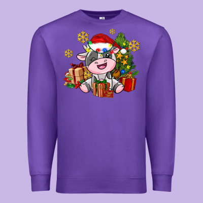 Little Cute Christmas Cow Premium Sweatshirt Designed By Adodesignshop