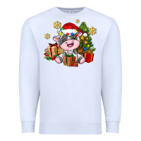 White little cute christmas cow Premium Sweatshirt - AdoDesignShop