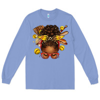 Colony Blue softball afro messy bun Long Sleeve Tee - texasbilliewilder