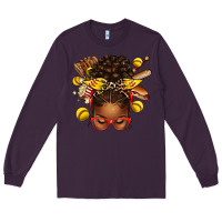 Plum softball afro messy bun Long Sleeve Tee - texasbilliewilder