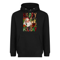 Black happy holiday santa claus christmas Heavyweight Hoodie - FaDigitalArtStudio