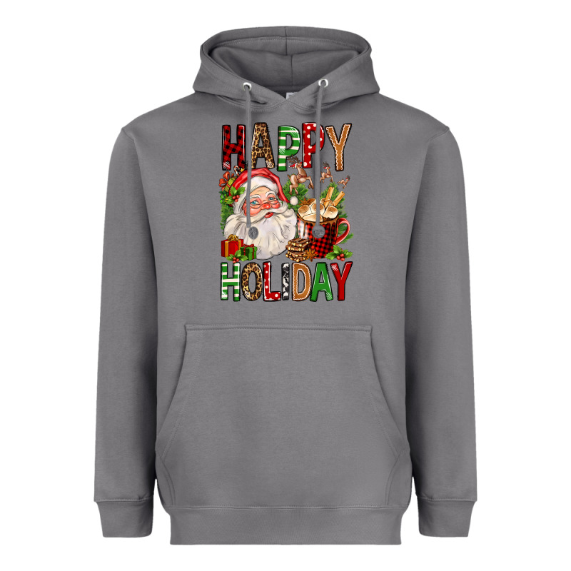 Happy Holiday Santa Claus Christmas Heavyweight Hoodie by FaDigitalArtStudio | Teevron