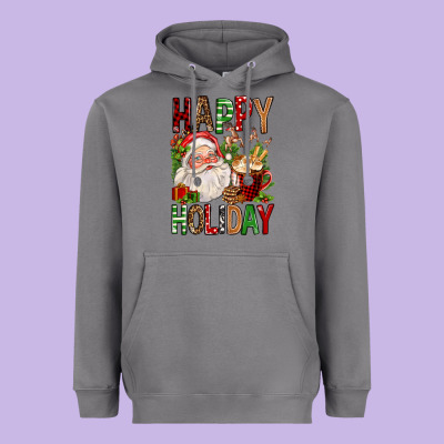 Happy Holiday Santa Claus Christmas Heavyweight Hoodie Designed By Fadigitalartstudio