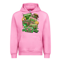 Fuchsia Pink st patrick's day cassette tapes Urban Hoodie - MaliasSmallBusiness