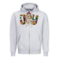 Heather Grey beagle christmas joy Zipper Hoodie - RanaPortraitStore