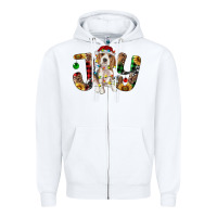 White beagle christmas joy Zipper Hoodie - RanaPortraitStore
