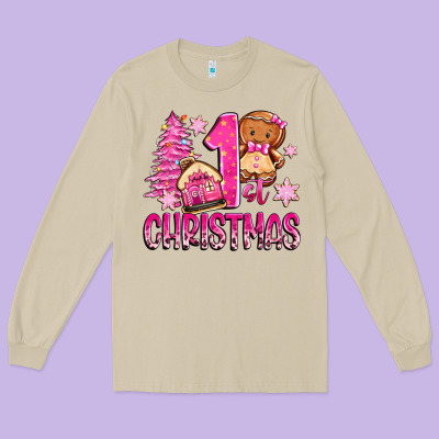 Long Sleeve Tee 1st christmas gingerbread girl