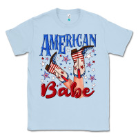 Dusty Blue American babe 4th july Classic Tee - texasbilliewilder