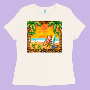 Sunset Beach Ladies Tee Designed By Barkaloodesign