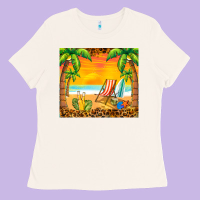 Sunset Beach Ladies Tee Designed By Barkaloodesign