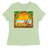 Matcha sunset beach Ladies Tee - BarkalooDesign