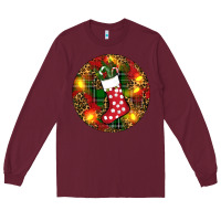 Burgundy Santa Stocking Christmas Long Sleeve Tee - RanaPortraitStore