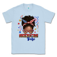 Dusty Blue American babe afro messy bun Classic Tee - texasbilliewilder