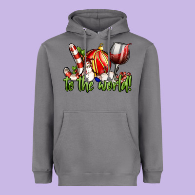 Joy To The World Christmas Wine Heavyweight Hoodie Designed By Fadigitalartstudio