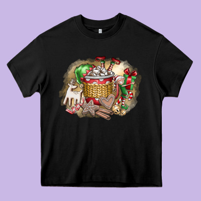 Christmas Elf Heavy Core Tee Designed By Cowhidedigitalart