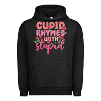 Pigment Black cupid rhymes with stupid Urban Hoodie - MaliasSmallBusiness