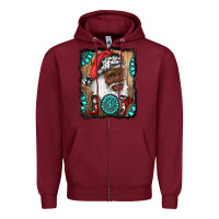 Burgundy african american santa joy Zipper Hoodie - RanaPortraitStore