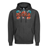 Charcoal Heather mama American football Zipper Hoodie - Zillion Design Studio