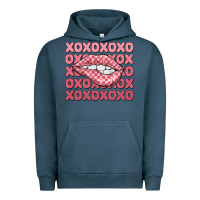 Pigment Midnight Navy xoxo checker lips Urban Hoodie - MaliasSmallBusiness