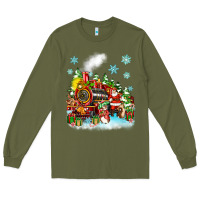 Army Green christmas santa and friends train Long Sleeve Tee - Zillion Design Studio