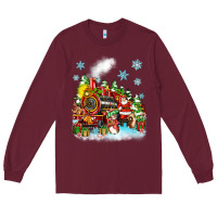Burgundy christmas santa and friends train Long Sleeve Tee - Zillion Design Studio