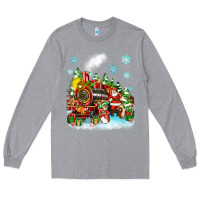 Heather Grey christmas santa and friends train Long Sleeve Tee - Zillion Design Studio
