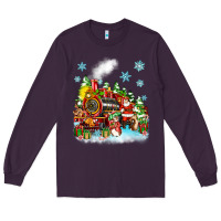 Plum christmas santa and friends train Long Sleeve Tee - Zillion Design Studio