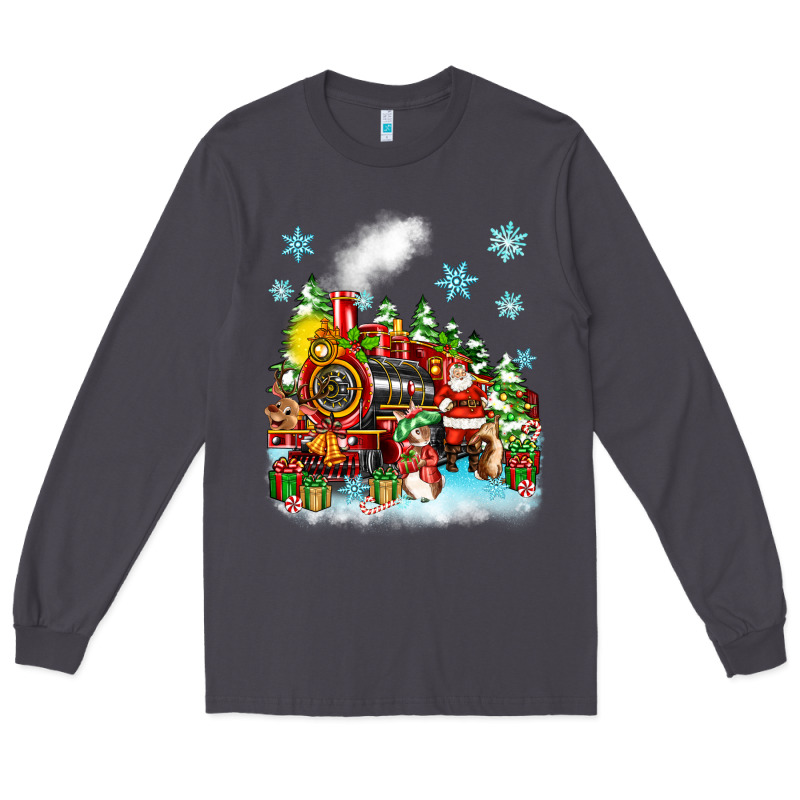 Christmas Santa And Friends Train Long Sleeve Tee by Zillion Design Studio | Teevron