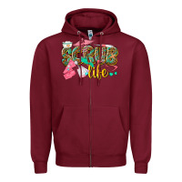 Burgundy scrub life Zipper Hoodie - texasbilliewilder