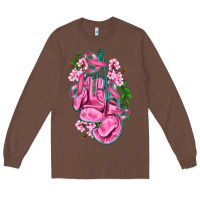 Chestnut cancer boxing gloves with ribbon Long Sleeve Tee - AdoDesignShop
