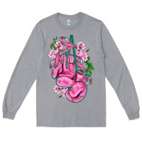 Heather Grey cancer boxing gloves with ribbon Long Sleeve Tee - AdoDesignShop