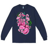 Navy cancer boxing gloves with ribbon Long Sleeve Tee - AdoDesignShop