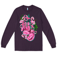 Plum cancer boxing gloves with ribbon Long Sleeve Tee - AdoDesignShop