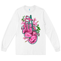 White cancer boxing gloves with ribbon Long Sleeve Tee - AdoDesignShop