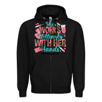 Black she works willingly with her hands Zipper Hoodie - texasbilliewilder