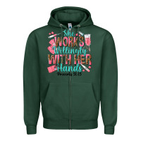 Sports Green she works willingly with her hands Zipper Hoodie - texasbilliewilder